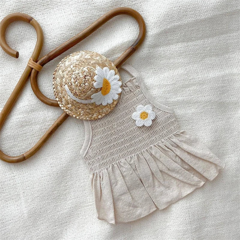 Sweet Summer Fancy Dresses for Cats Daisy Patchwork Vest Skirt Small Medium Pet Dog Clothing Lightweight French Bulldog Overalls
