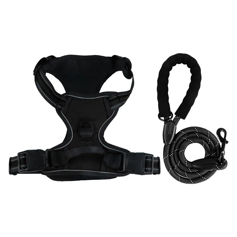 Pet dog chest back anti impact reflective vest style chest back large medium cat dog chest back traction rope set dog harness