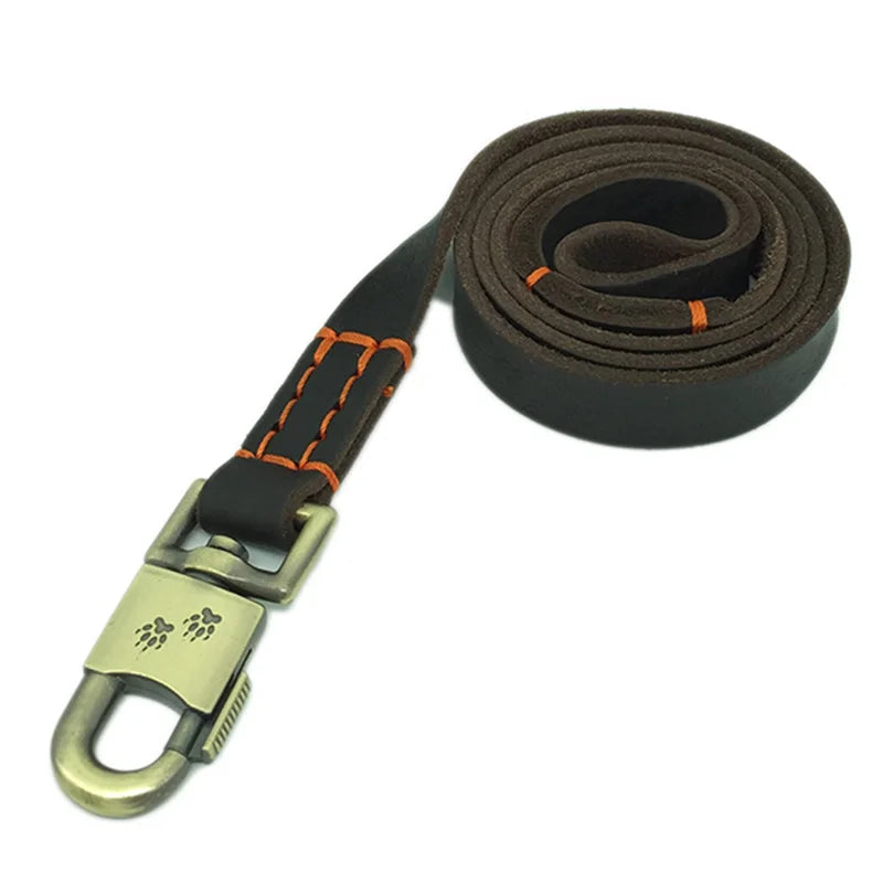 Heavy Duty Leash for Dogs Soft Hand-stitched Thick Real Leather Dog Leash Military Grade Dog Lead Training Leash for Large Dogs