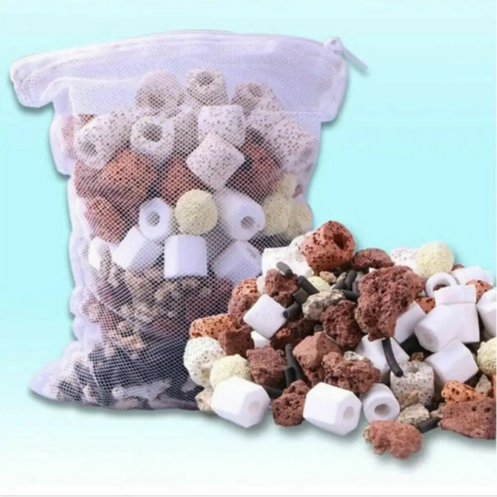 5/10Pcs Aquarium Filter Net Bags Reusable Fine Filter Media Bags With Zipper For Fresh Saltwater Tanks Aquarium Fish Tank Filter