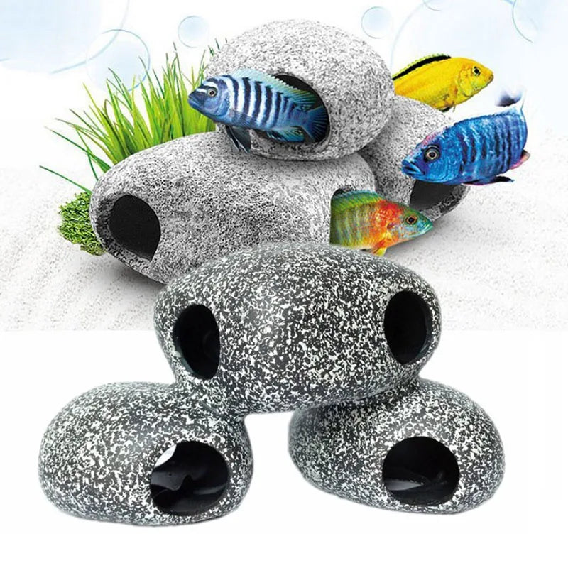 1Pc Ceramic Aquarium Decor Cichlid Stone Rock Cave Stones Decoration Fish Tank Breeding Housing Shelter Ornament For Fish Shrimp