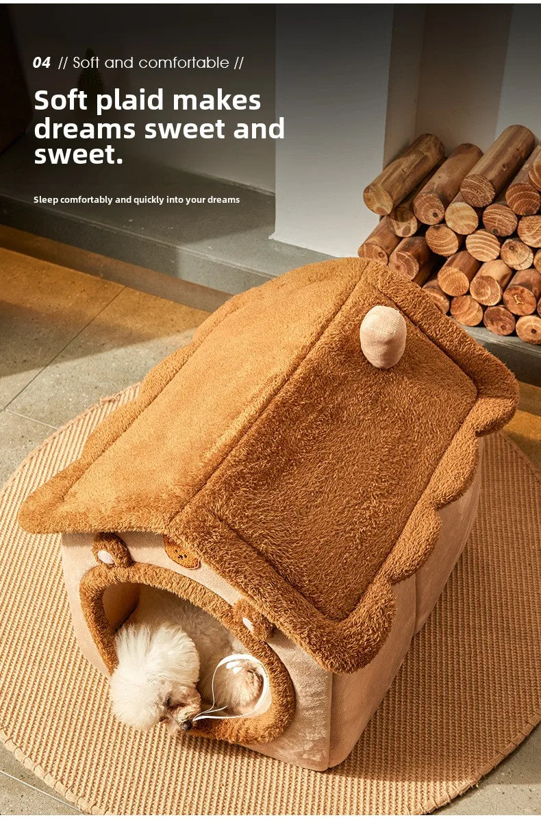 The kennel is universal in all seasons, the house type is small, the dog can be dismantled and washed, the dog house cat litter