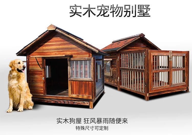 4XL Pet Kennel Large Dog Summer Cooler All Seasons Universal Medium Dog Kennel Solid Wood Removal and Washing