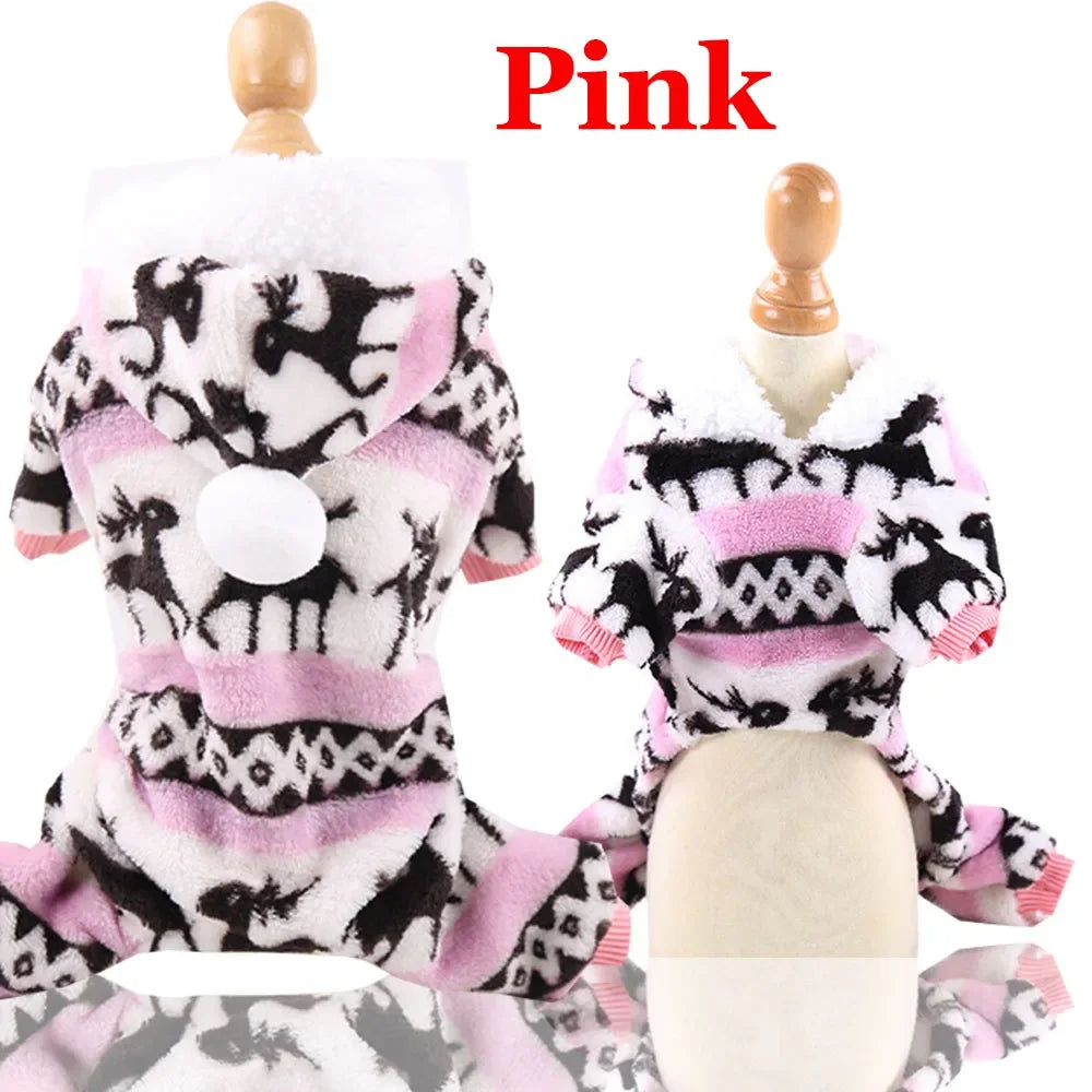 Pet Dog Soft Warm Jumpsuits Clothing for Dogs Pajamas Fleece Small Puppy Coat Pet Outfits Hoodie Clothing Cats Clothes Christmas