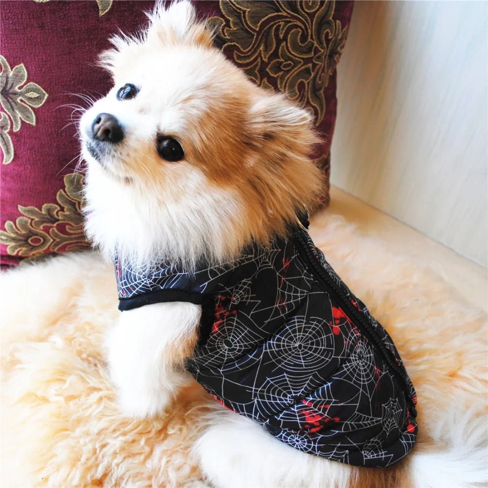 Windproof Pet Vest Jacket Winter Warm Big Dog Clothes Puppy Harness Clothing Funny Printed Coat for Small Medium Dogs Cats XS-XL