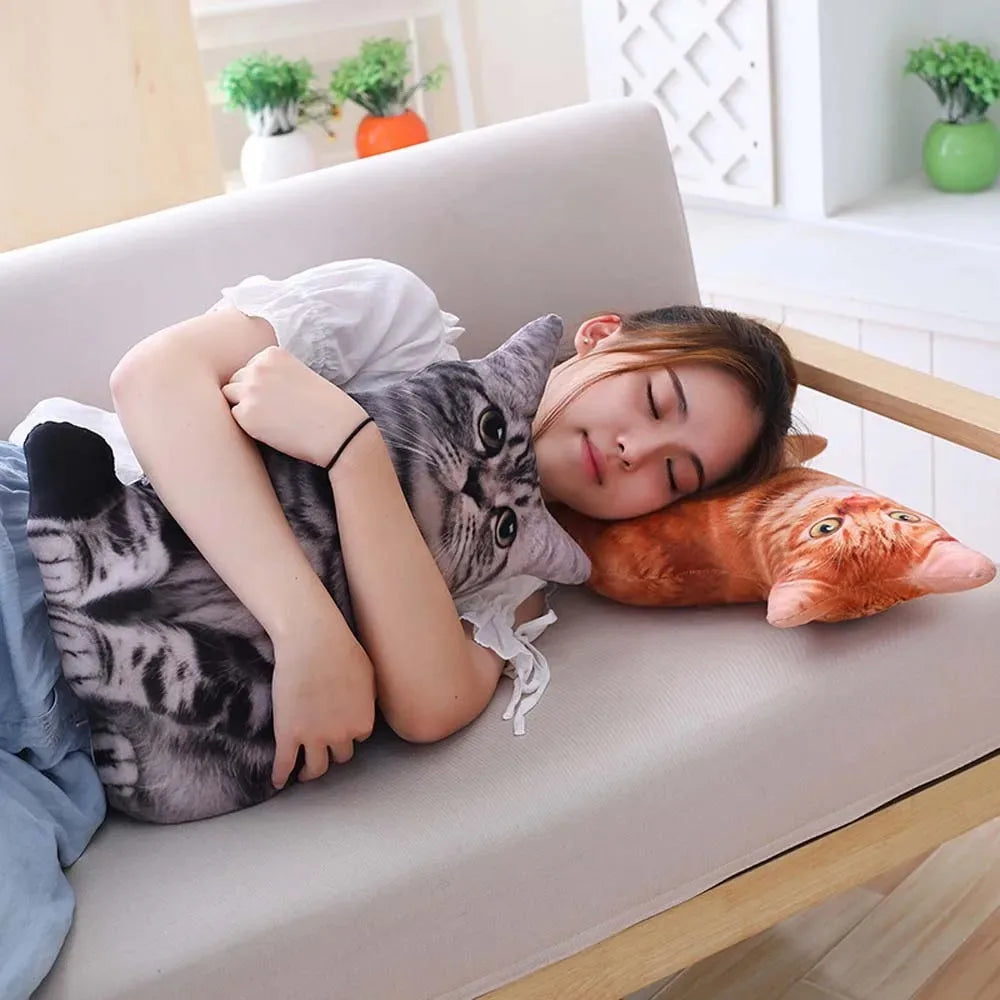 3D Cat Figures Pillows Soft Simulation Cat Shape Cushion Sofa Decoration Throw Pillows Cartoon Plush Toys Friend Kids Gifts