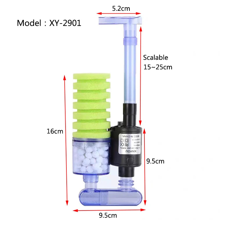 Aquarium Filter With Pump For Fish Tank Air Pump Skimmer Biochemical Sponge Filter Aquarium Bio Ball Filters Filtro Aquario
