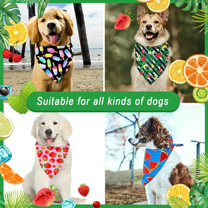 Summer Pet Bandana for Small Medium Large Dogs Fruit Print Dog Triangle Scarf Pomeranian Pug Bibs mascotas Grooming Accessories