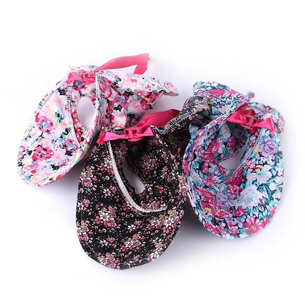 Dog Hat with Ear Holes for Outdoor Sun Protection Floral Dog Cap Female Summer Pet Visor Sunbonnet Adjustable for Girl Puppies