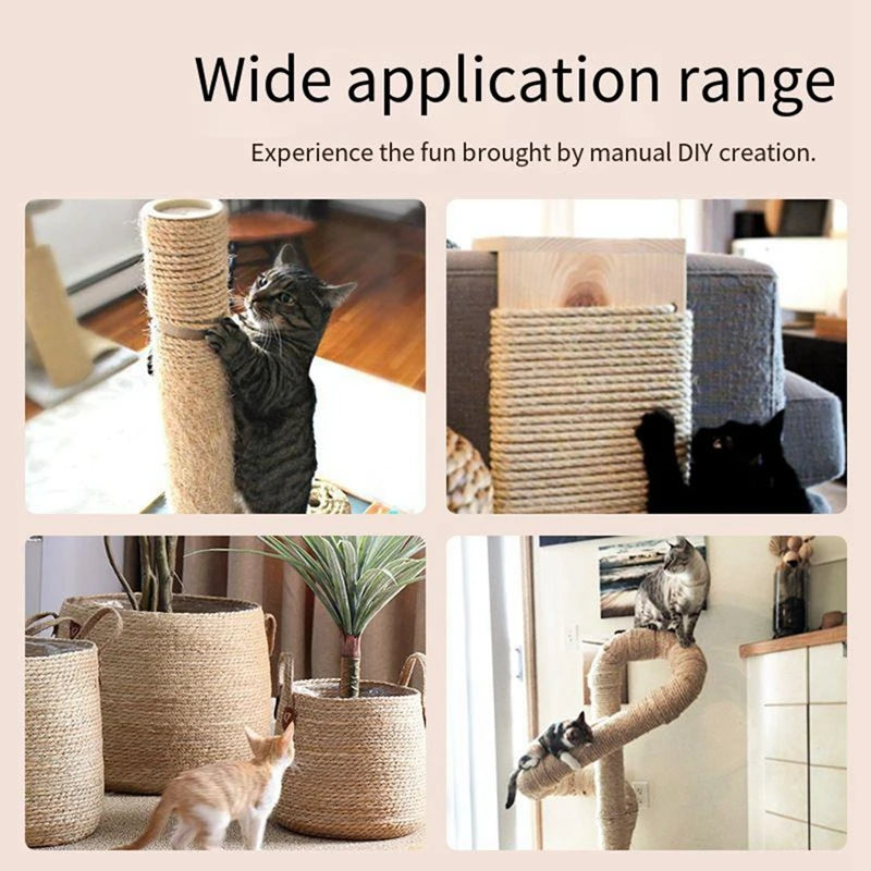 20/50M Cat Scratch Resistant Tight and Durable Scratch Pole Climbing Frame Fine Sword Hemp Rope Pet Cat Scratchers