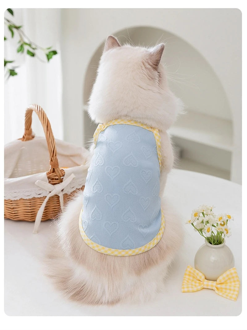 Sweetheart Bow Tie Hairpin Pet Dog Clothes Countryside Leisure Summer Vest for Small Puppy Soft Cotton Chihuahua Cat Clothing