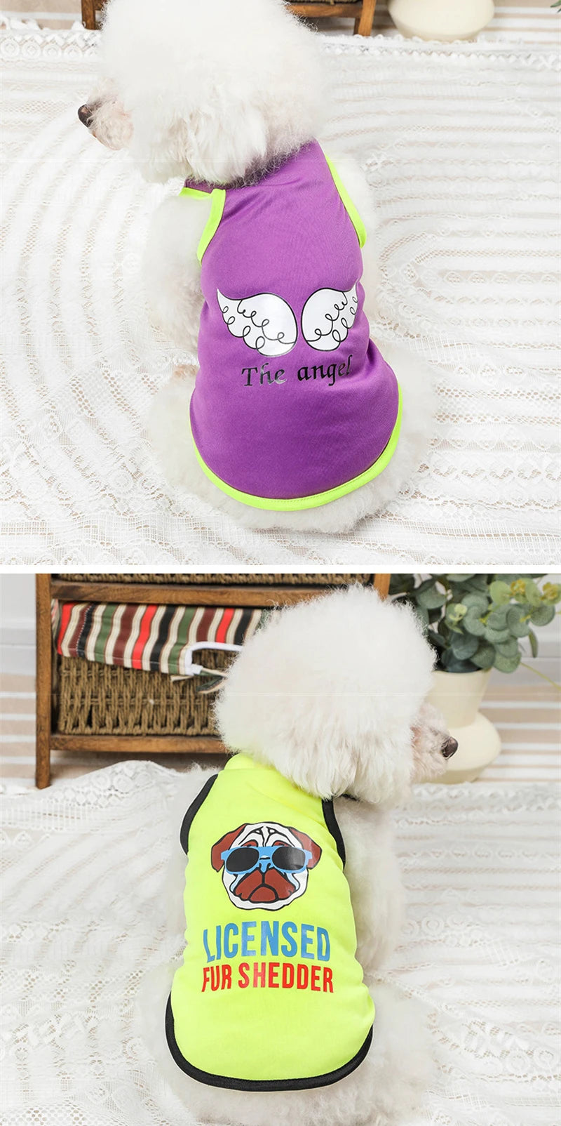 Cartoon Print Summer Pet Dog Clothes Daisy Animal Lightweight Spring Vest for Cat Medium Big Pet Supplies XXL Puppy Clothing