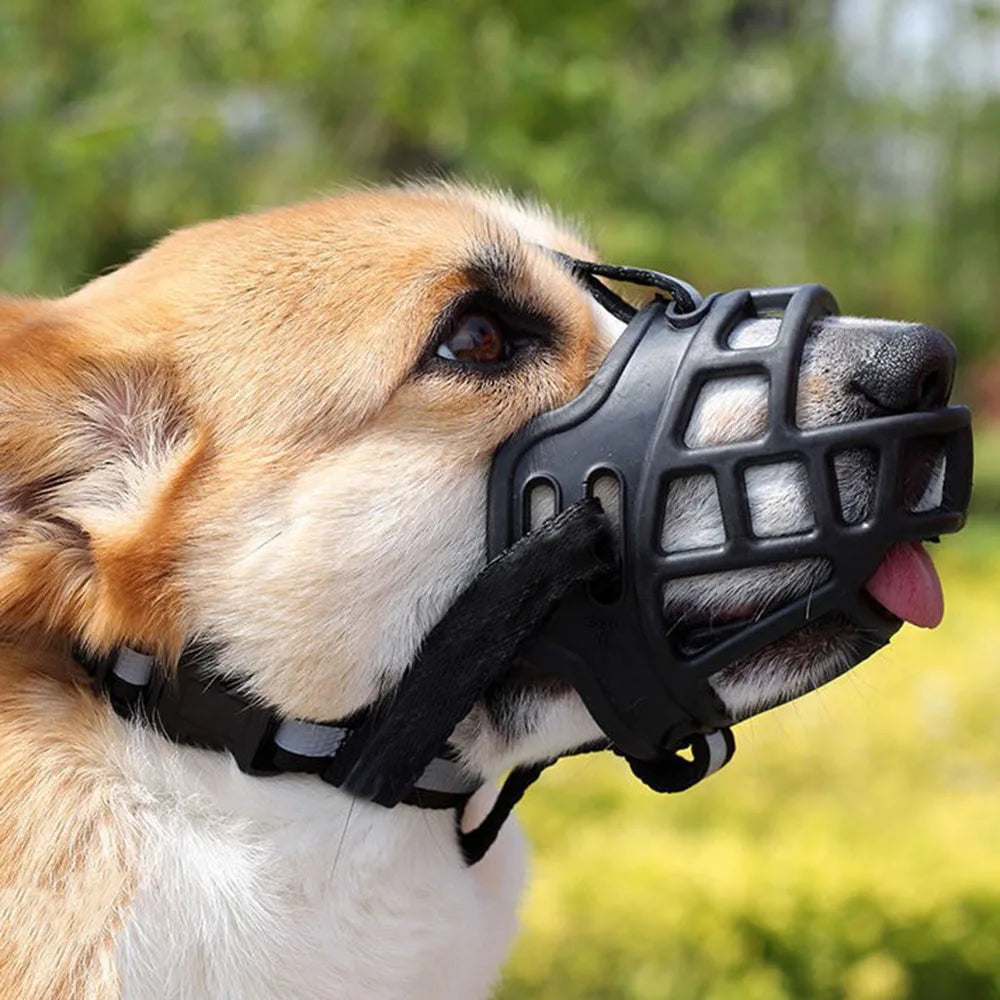 Adjustable Dog Muzzle Soft Silicone Breathable Strong Basket Small Medium Large X-Large Dogs Mouth Muzzles Lightweight & Durable