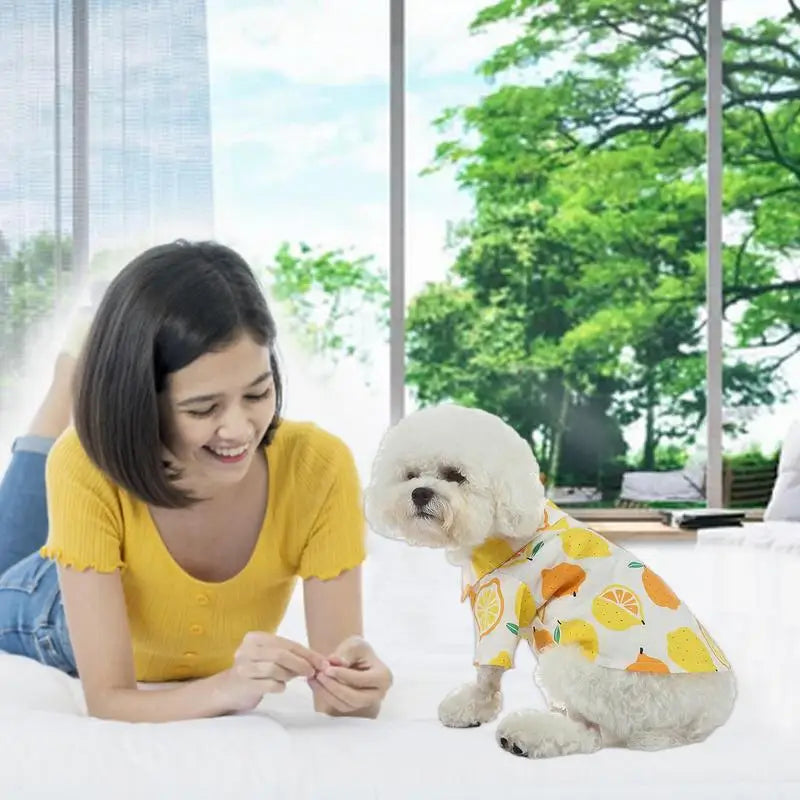 Summer Dog Shirt Breathable Puppy Outfit Fruit Print Puppy Outfit Pet T-Shirt Soft Pet Apparel Dog Shirt For Puppy