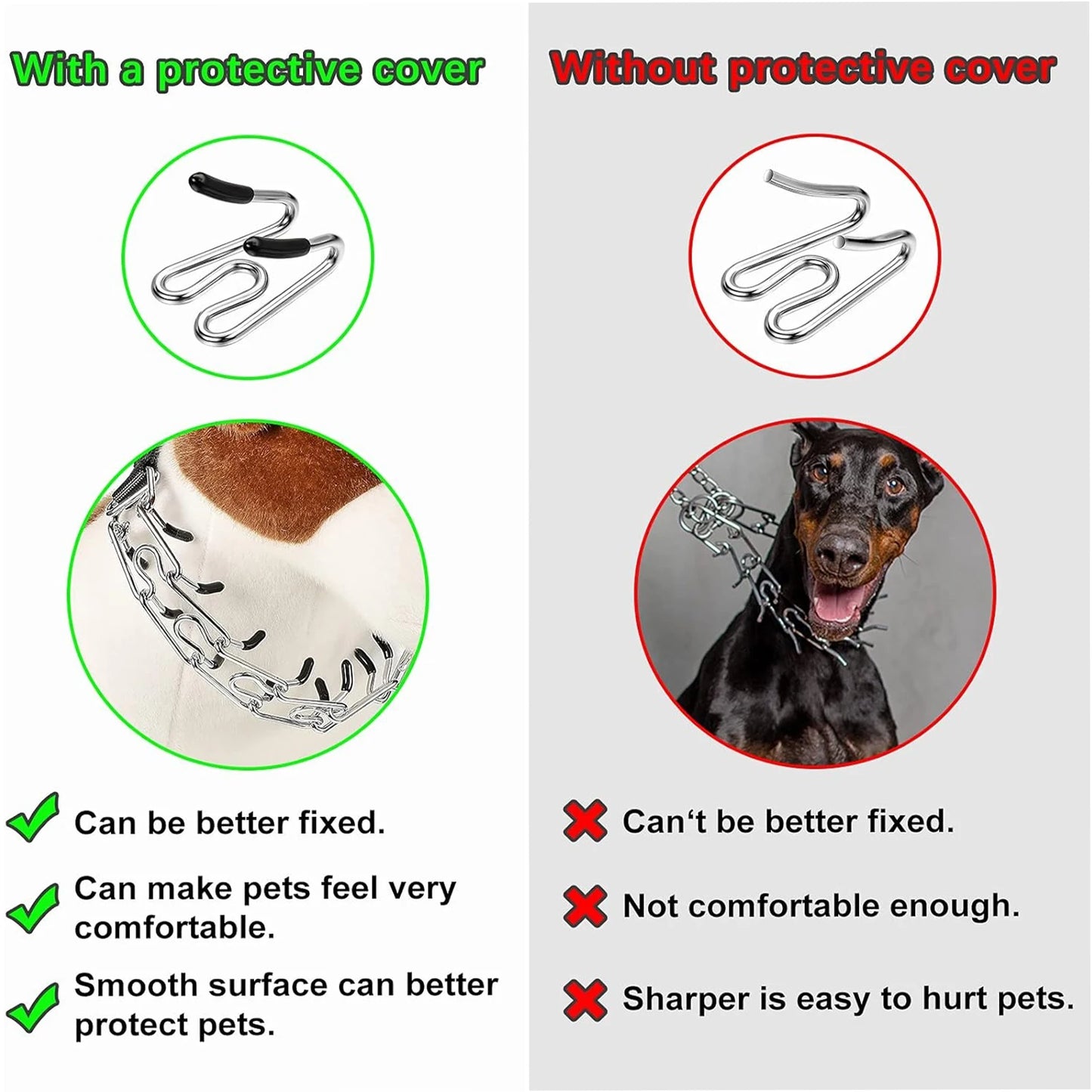 Prong Collar Covers 100P Vinyl Comfort Rubber Tips for 2.5-4.0mm Pet Dog Pinch Collar,Training Collar Covers to Increase Comfort
