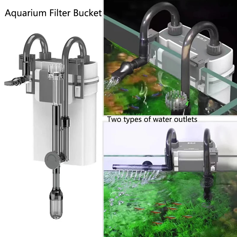  Fish Tank Filter Wall Mounted Filter bucket external filter bucket With Pump Silent External Aquarium Water Purification 7W