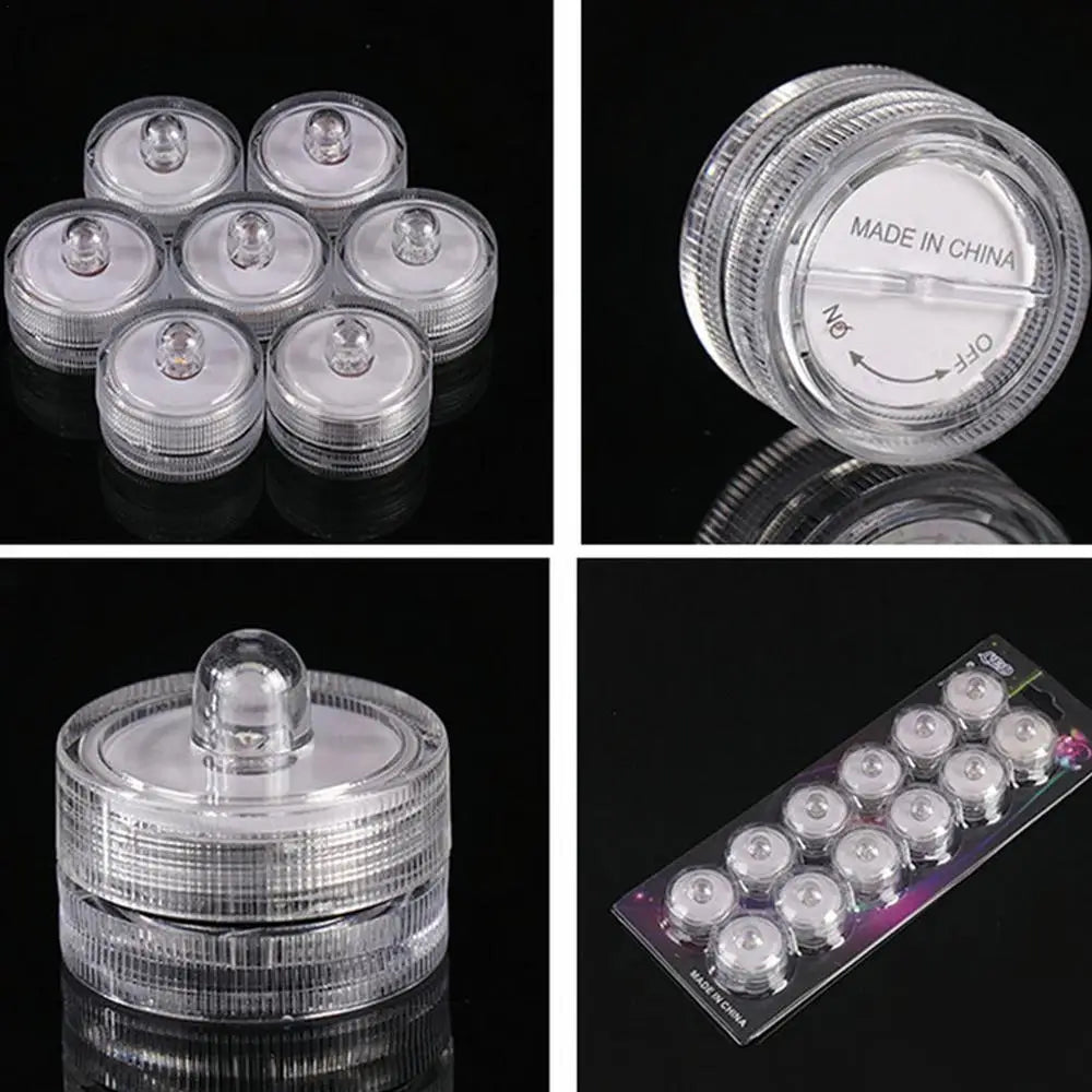 Waterproof LED Lights For Vases Flameless Battery Operated Pond Underwater Small Tealights Aquarium Decoration Novelty Lighting