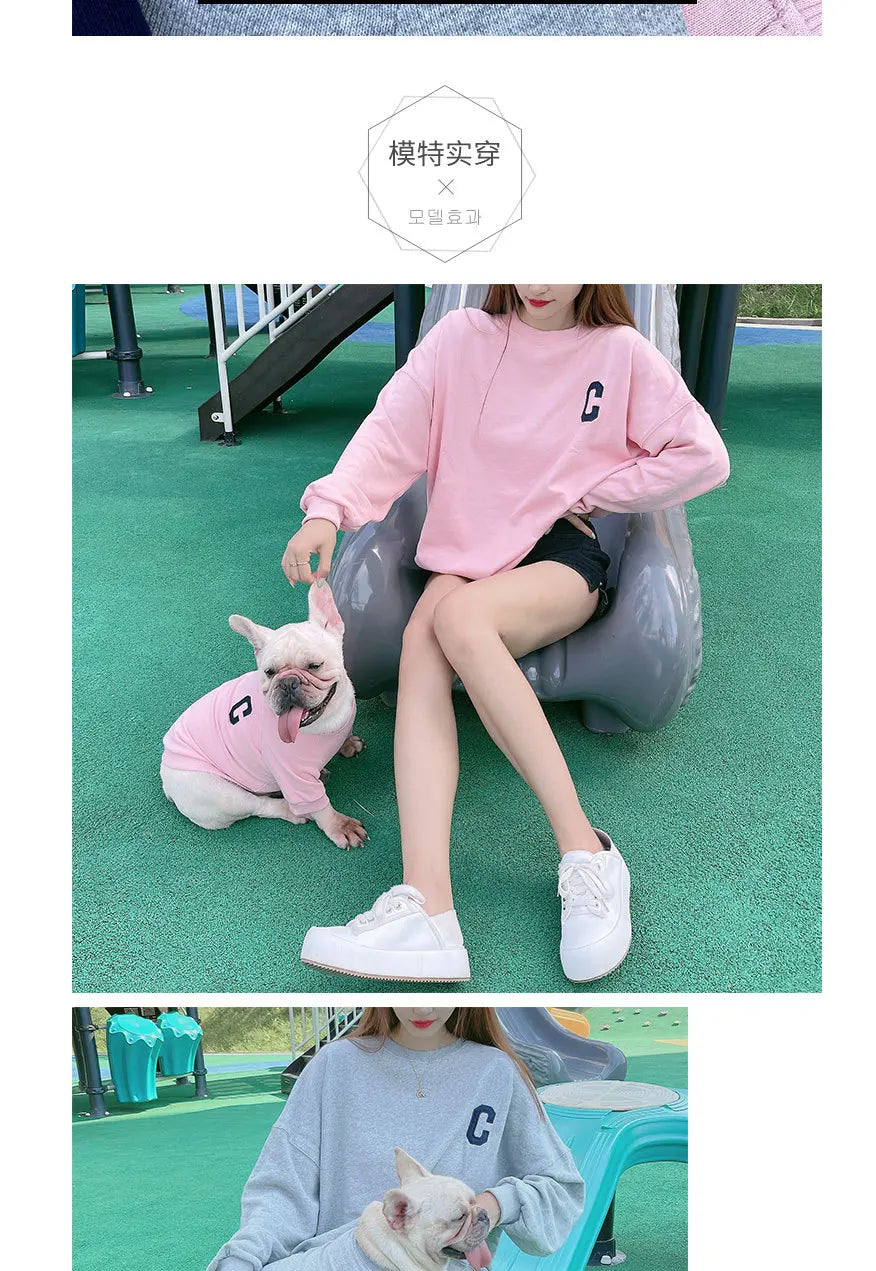 The New Pet Clothes Dog Costume Embroidery Crew Neck Parent-child Wear Spring and Autumn Pure Cotton Three Colors Seven Sizes