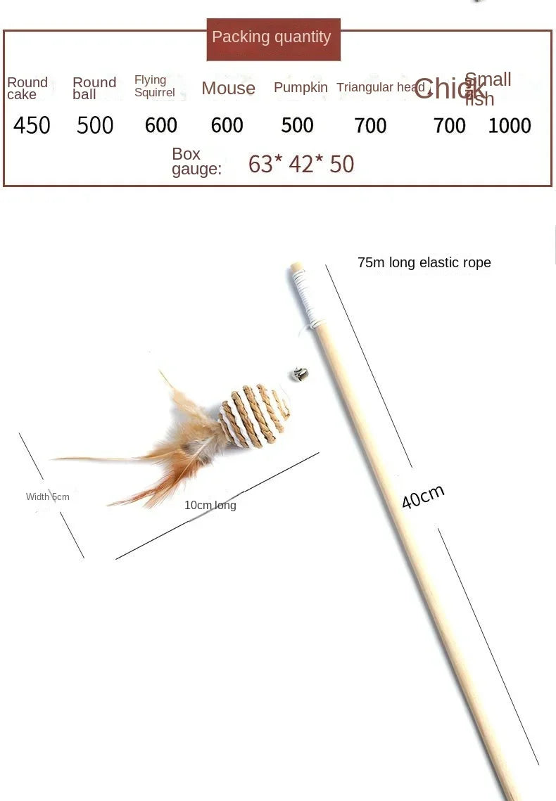 1PC Teaser Feather Toys Kitten Funny Colorful Rod Cat Wand Toys Wood Pet Cat Toys Interactive Stick Pet Cat Supplies