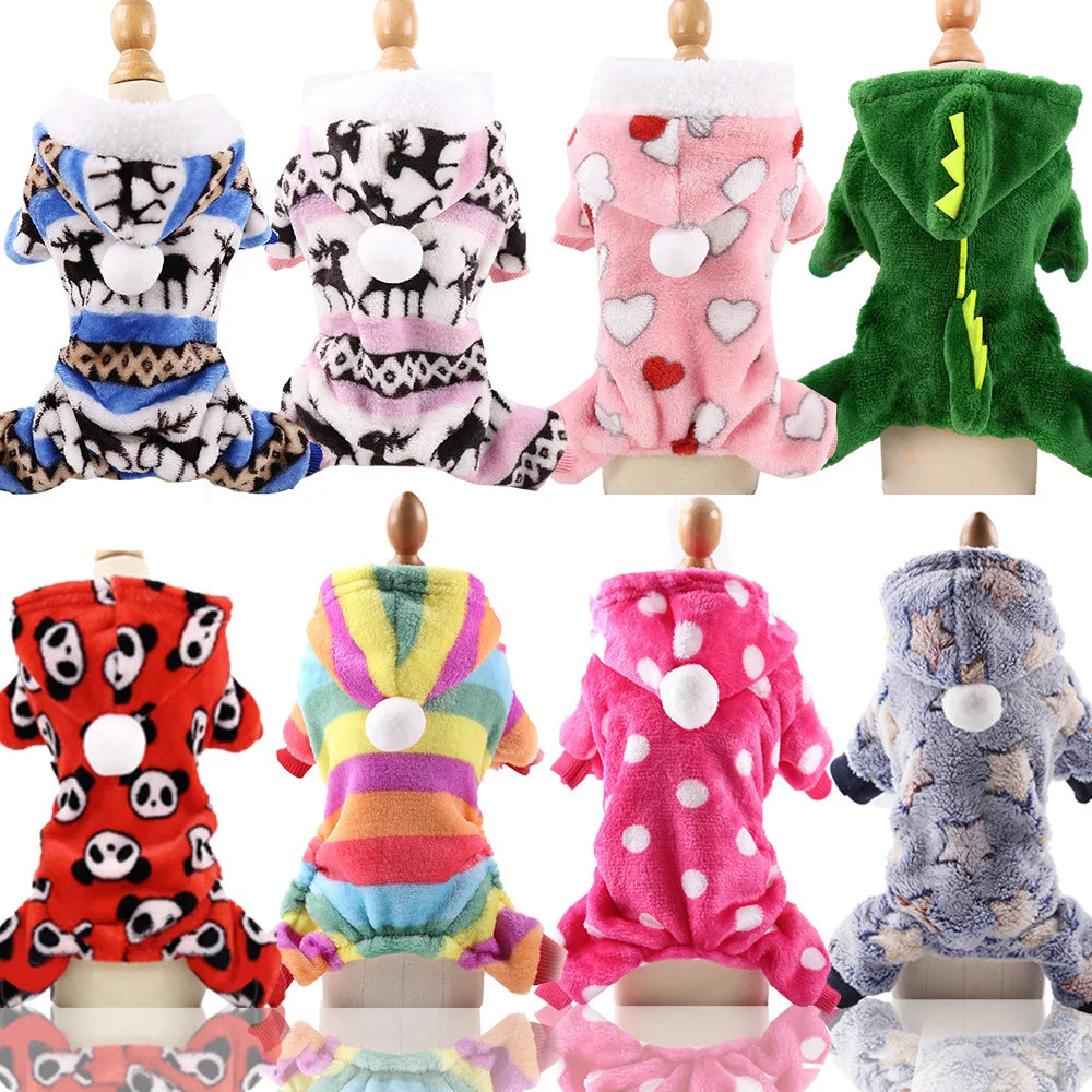 Pet Dog Soft Warm Jumpsuits Clothing for Dogs Pajamas Fleece Small Puppy Coat Pet Outfits Hoodie Clothing Cats Clothes Christmas