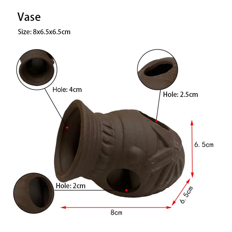 1pcs Ceramic House For Aquarium Fish Shrimps Spawn Shelter Breed House Pottery Scorpion House Canister Simulation Stone Ornament