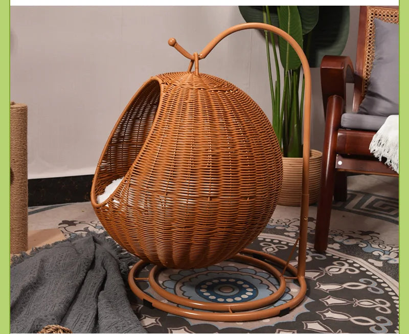 Cat and dog kennel rattan pet products Summer pet kennel cool kennel hanging cat basket four seasons universal pet mat