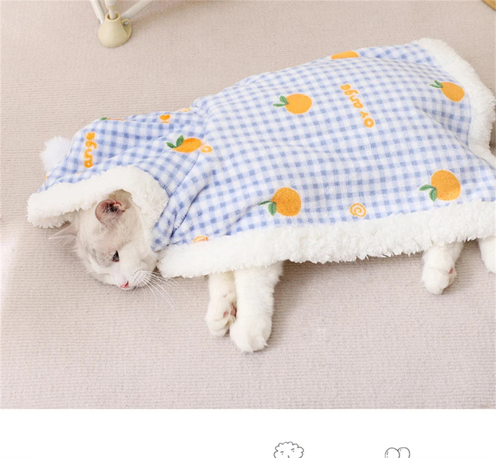 Sphynx Cat Sleeping Bag Cloak Winter Warm Pet Mat Blanket for Cats Gotas Kitten Sleeping Quilts mascotas Accessories Hood Pajama