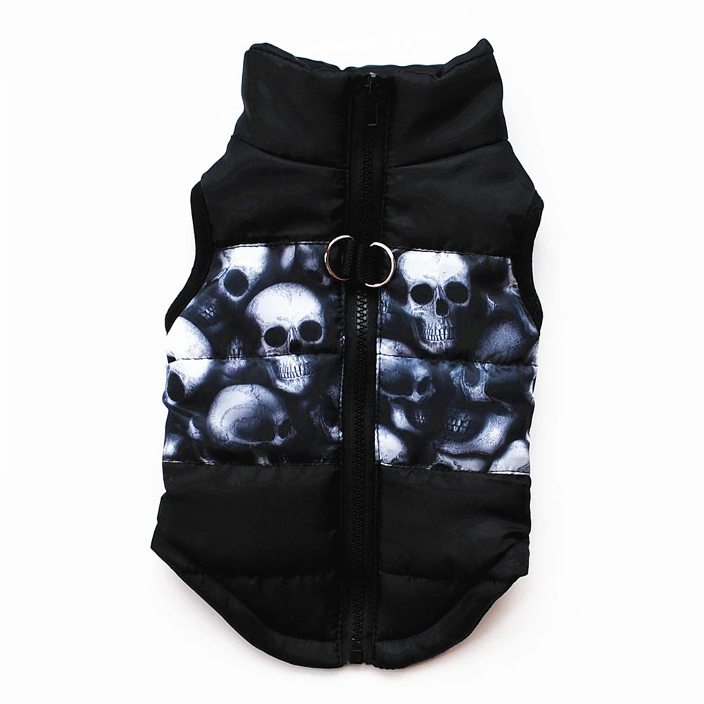 Windproof Pet Vest Jacket Winter Warm Big Dog Clothes Puppy Harness Clothing Funny Printed Coat for Small Medium Dogs Cats XS-XL
