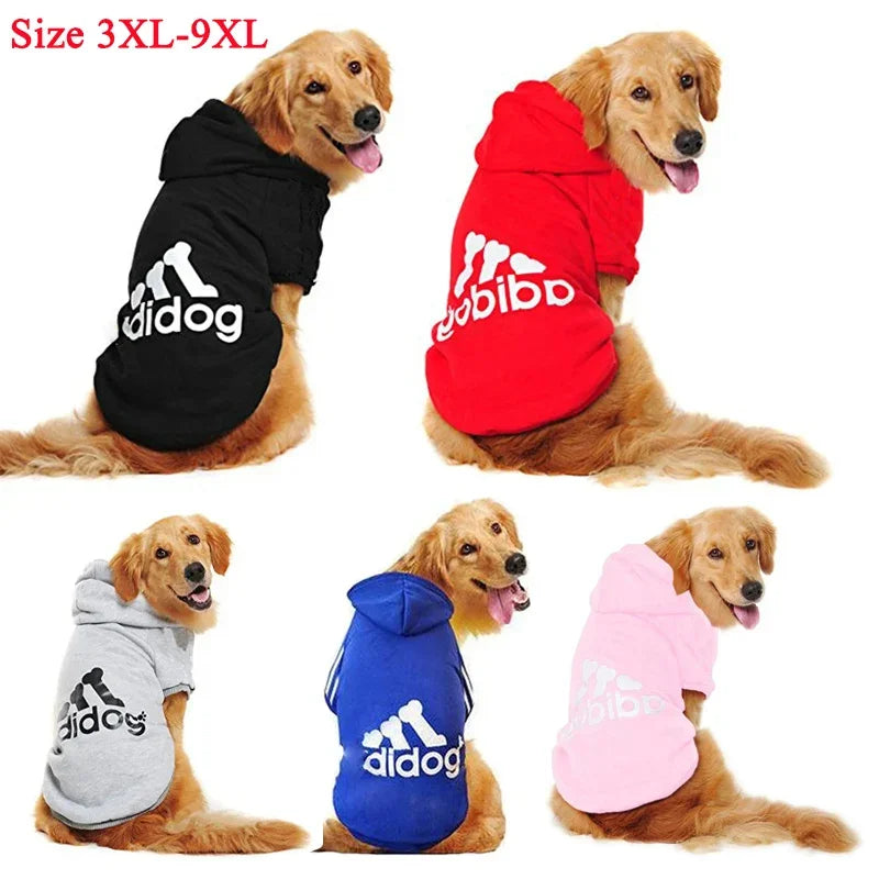 Autumn Winter Dog Clothes Adidog Dog Hoodies for Medium Large & Extra Large Dogs, Pet Fleece Lined Sweatshirt Coat Sport Apparel