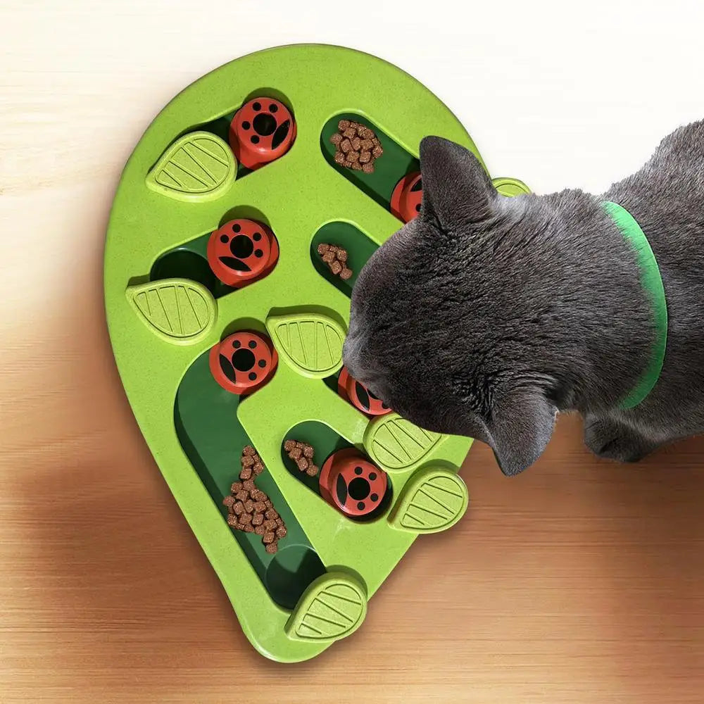 Treat Dispensing Dog Toys Dog Treat Toy Mentally Stimulation Treat Puzzle Green Leaf Shaped Interactive Cat Treat Bowl Pet