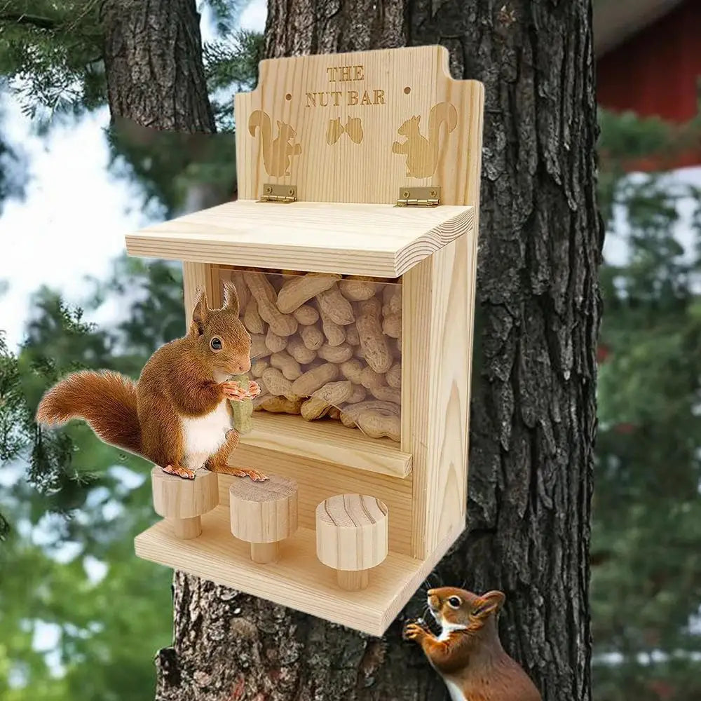 Squirrel Feeders for Outside Wooden Small Pet Window Feeder Nut Bar Feeders Multipurpose Chipmunk Feeder Squirrel Snacker