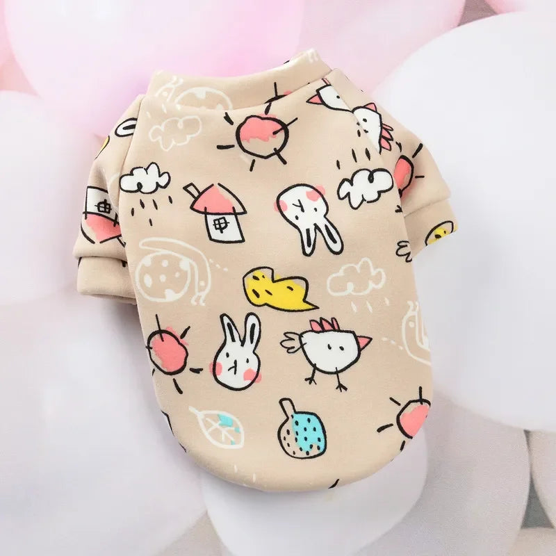 Pet Dog Costume Cute Printed Pet Coat Cotton Soft Pullover Dog Shirt Jacket Sweatshirt Hoodie Cat Clothes Suit Sweater Outfit