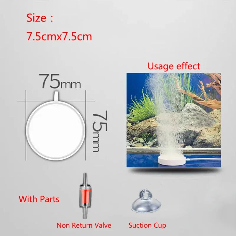 1Pcs 75/10mm Fish Tank Aquarium Air Stone Oxygen Aerator Increasing Air Bubble Pond Pump Hydroponic Oxygen Accessories Great