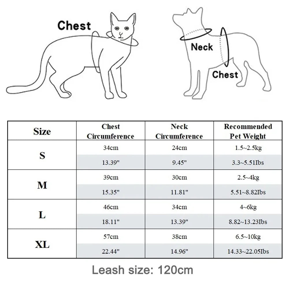 Cat Harness and Leash Escape Proof Adjustable Vest Harnesses for Cats Reflective Cat Harness Breathable Soft Kitty Puppy Harness