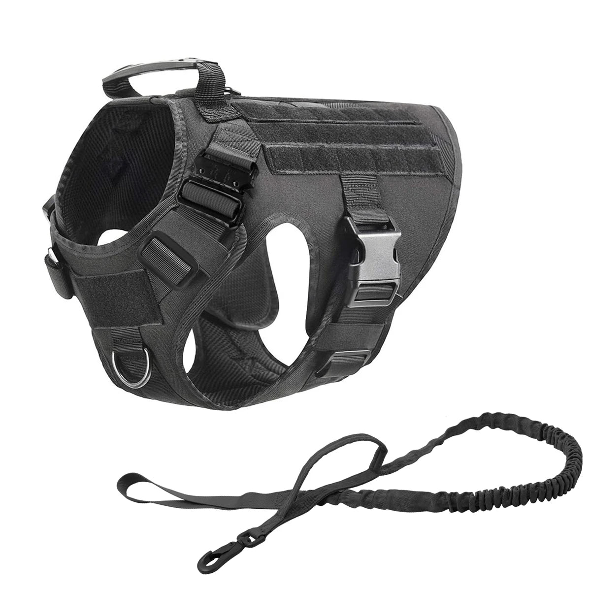 Tactical Training Large Dog Harness Collar Leash Molle Pouches Military Service Dog Vest Heavy Duty Dog Harness for Medium Dogs