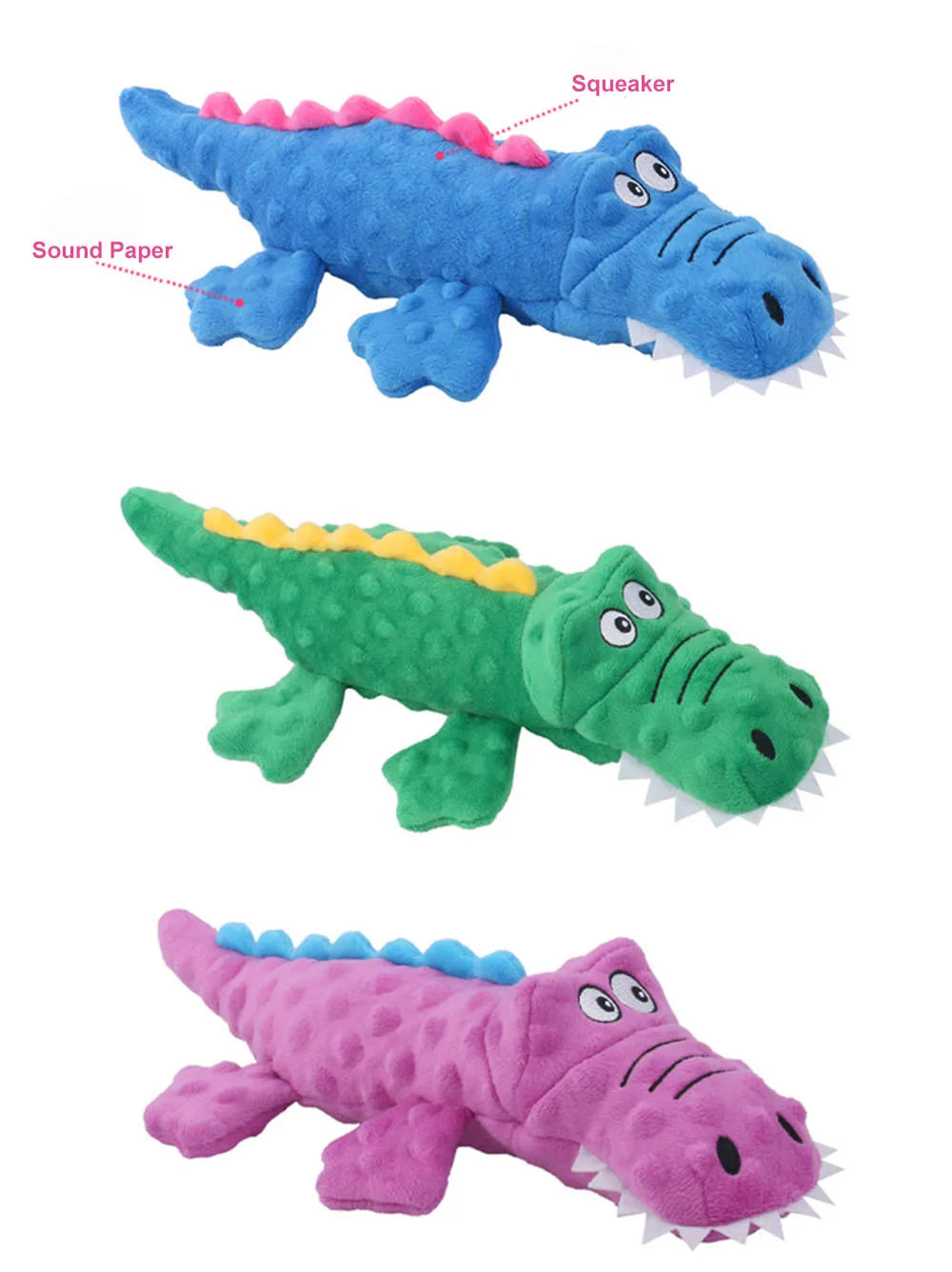 Cool Crocodile Dog Toys Durable Dog Chew Toy Dog Squeak Toy with Fun Crinkle Paper Plush Pet Toys Suitable for Small Medium Dogs
