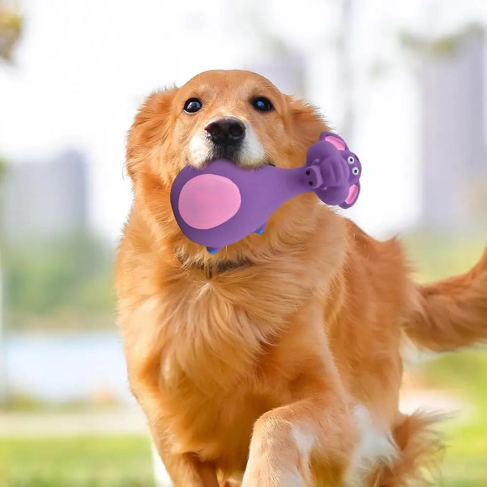 Squeaky Dog Toys Latex Dog Chew Toy Animal Bowling Shape Interactive Squeaky Puppy Toys For Pet Dog Training Playing Chewing