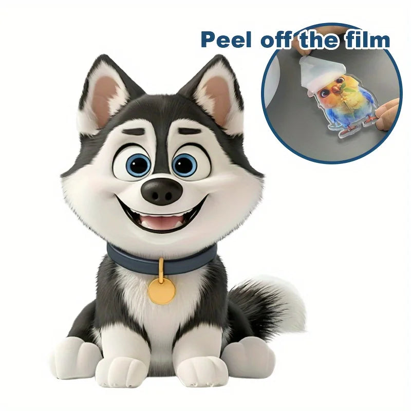 Cute Cartoon Husky Acrylic Keychain Adorable Puppy Pendant Versatile Charm for Car Mirror,Backpacks,Festive,Party,Gift & Decor