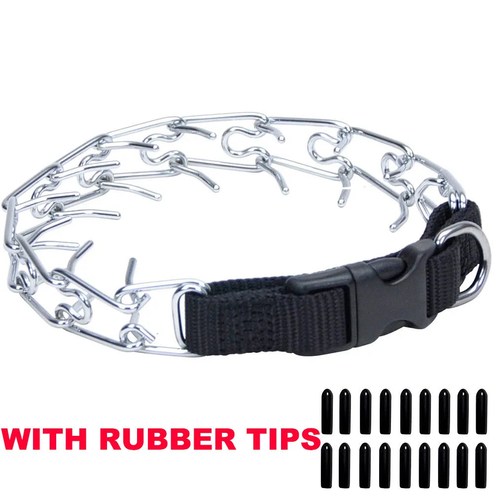 Dog Prong Pinch Collar Adjustable Quick Release Dog Training Collar with Rubber Tip for Small Medium Large Dogs Pet Dog Supplies
