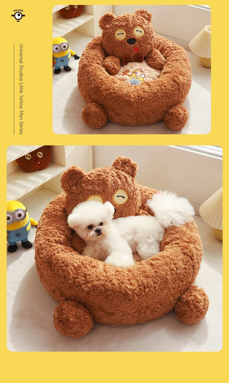 Minions joint series TIM bear pet litter cat litter winter warm kennel small dog teddy pet supplies