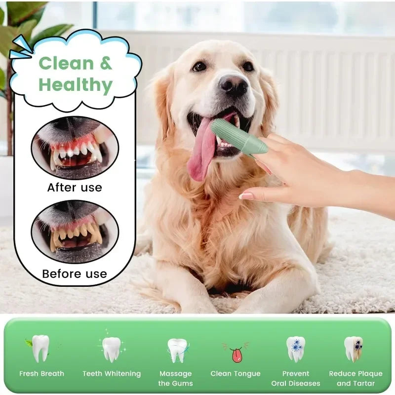 360° Cleaning Finger Toothbrush for Dogs, Food Grade Silicone Dog Finger Toothbrush, Toothbrush for Dogs Cats Dental Care