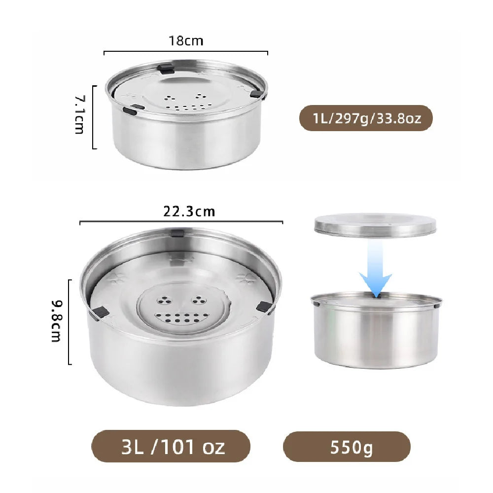 Big Capacity Stainless Steel Dog Floating Bowl, No Spill Anti-Splash Dog Water Dispenser, Non-Slip Dog Cat Pet Water Feeder Bowl