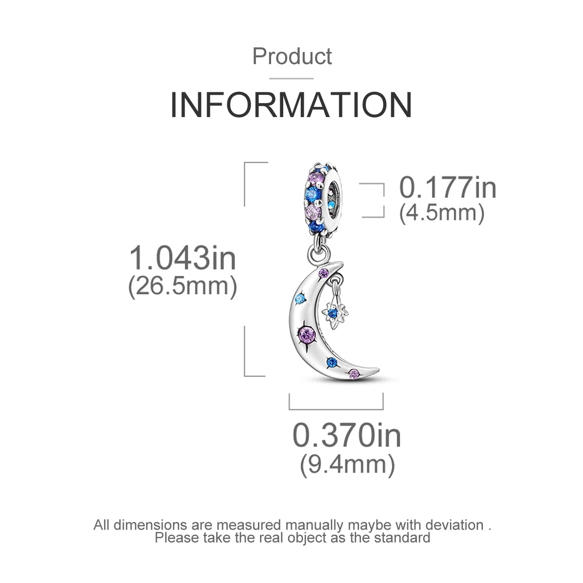 MULA 1PC Coffee Pet Moon Star Silver Plated Pendant Fit Original Snake Chain Charm Bracelet DIY Women Jewelry Gift