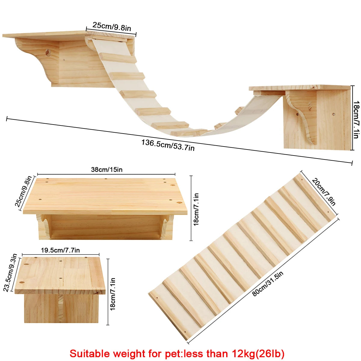 Cat Wall Shelf Wooden Cat Perch Furniture for Sleeping Cats Shelves Stair Cat Climbing Training Steps Kitten Tower Tree Hammock