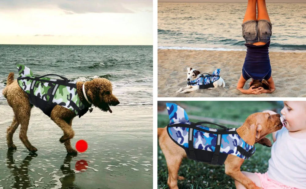 Dog Life Jacket Lightweight Adjustable High Visibility Dog Life Vest for Swimming High Flotation Reflective Life Jacket for Dogs