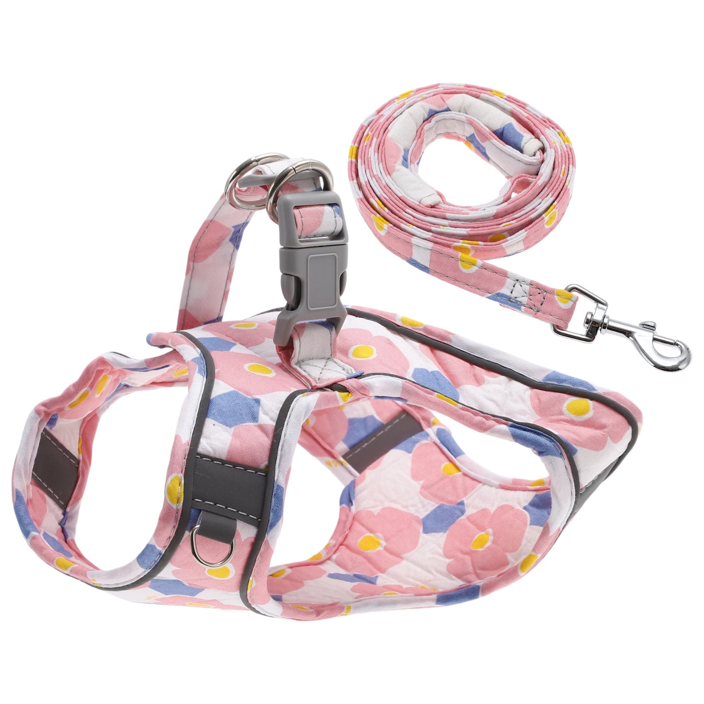 Uxcell Fashion Puppy Harness and Leash Set Pet Harness Vest with Reflective Strips and Magic Tapes for Kitten Puppy Outdoor