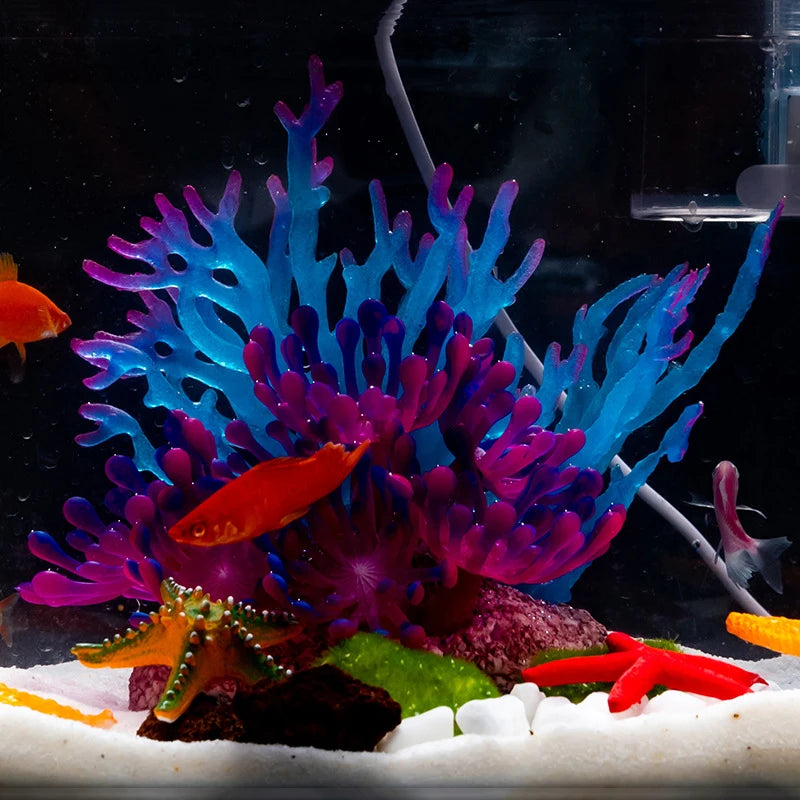 Artificial Silicone Underwater Coral Aquarium Fish Tank Simulation Decoration Aquarium Backgrounds Plants Water Grass Decora