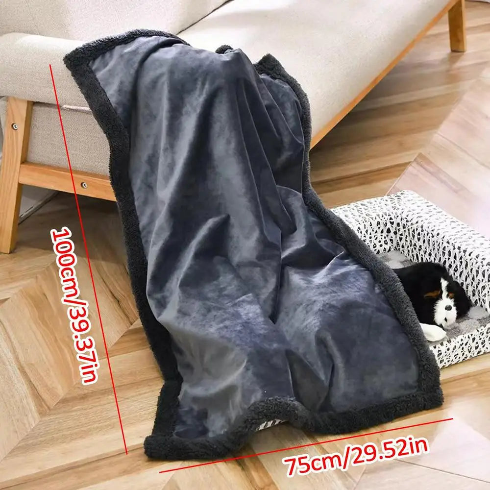 Waterproof Blanket For Dogs Double Layer Thickened Warm Washable Dog Blankets Short Plush Cover Blanket Four Seasons General For