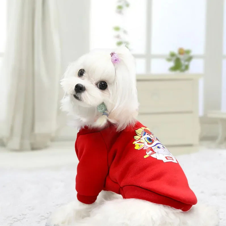 2023 New Dog Clothes Winter Warm Dog Clothes Christmas Tree Elk Dog Coat Puppy Clothing Hoodies For Small Dogs Yorkshire Outfit