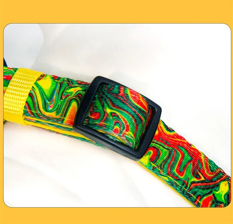 Adjustable Pet Dog Collars Color Graffiti Soft Cotton Leash Accessories Walking Exercise Safety French Bulldog Puppy Chain